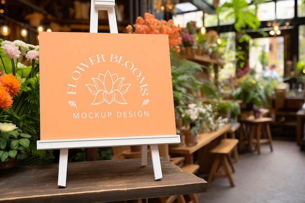 PSD flower market  sign mockup design