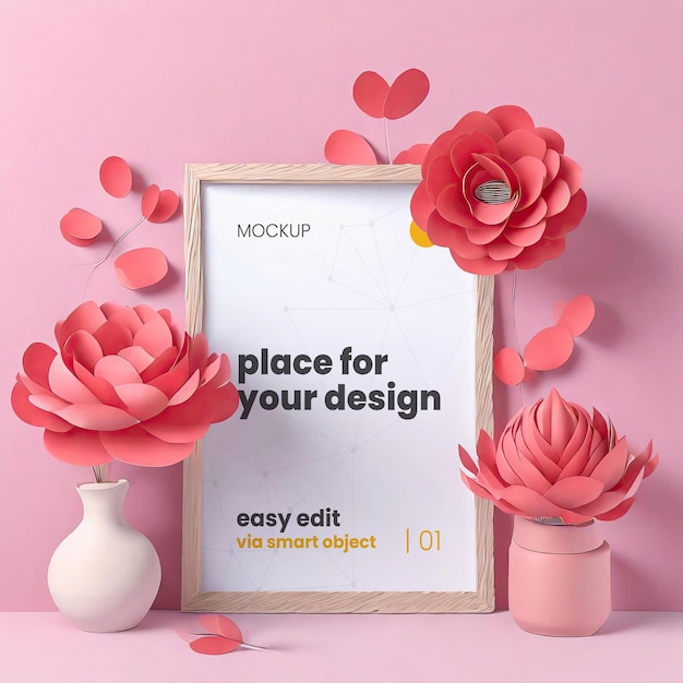 PSD flower and plants frames poster mockup 10