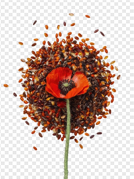 PSD a flower of seeds is a red poppy