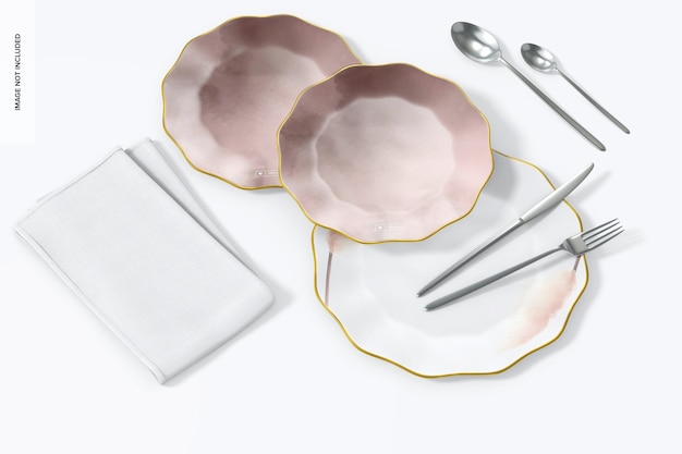 flower shaped plates mockup