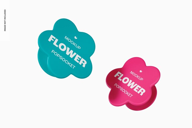 PSD flower shaped popsockets mockup, floating