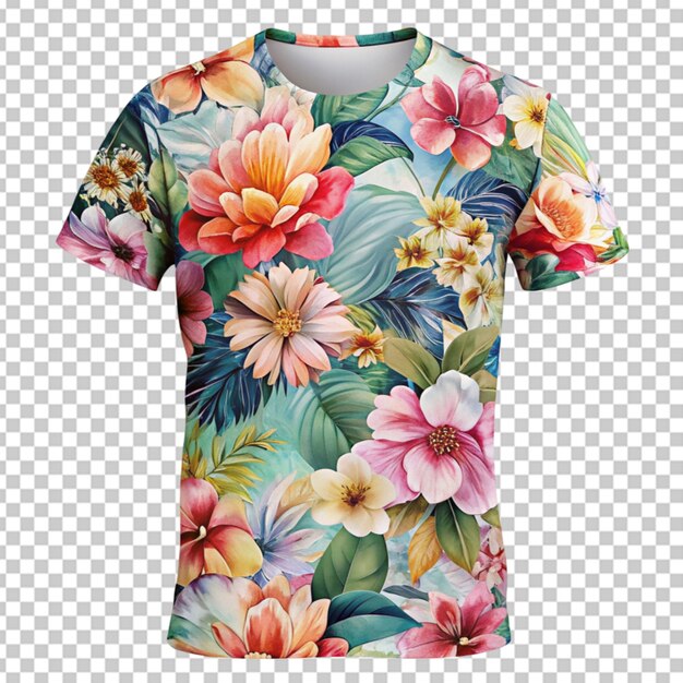 PSD camicia a fiori e maglietta con sfondo trasparente