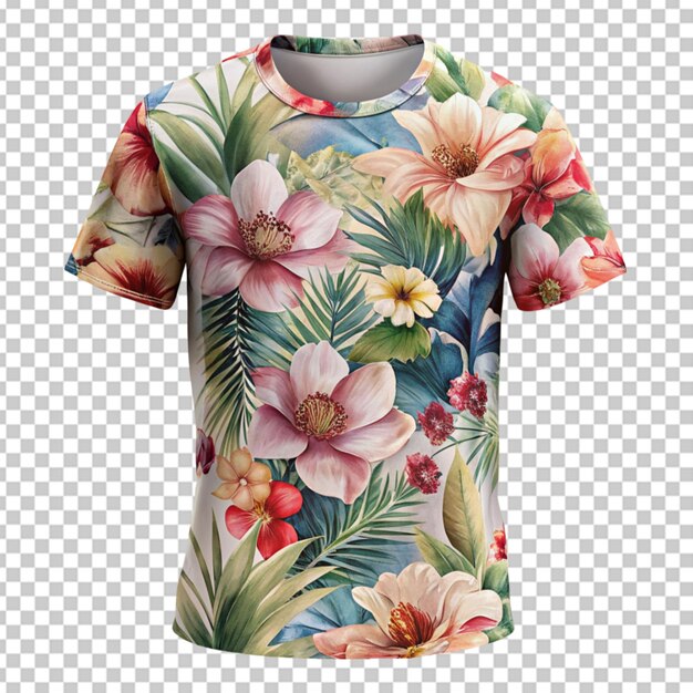 Camicia a fiori e maglietta con sfondo trasparente