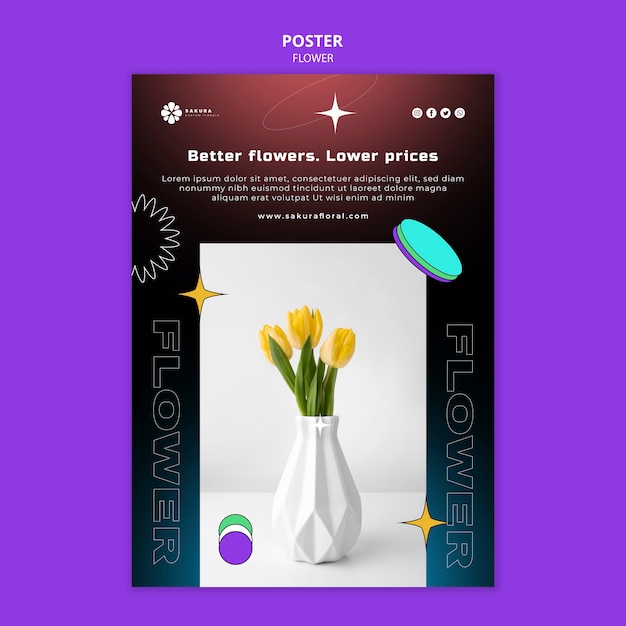 Flower shop poster template