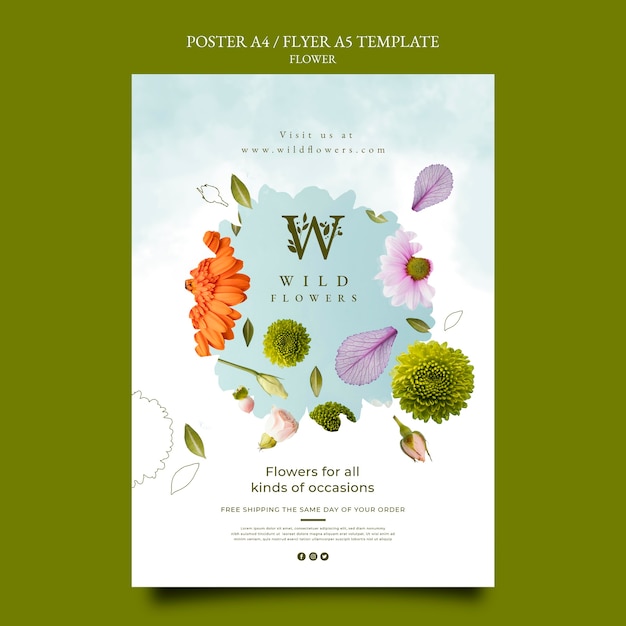 PSD flower store poster template