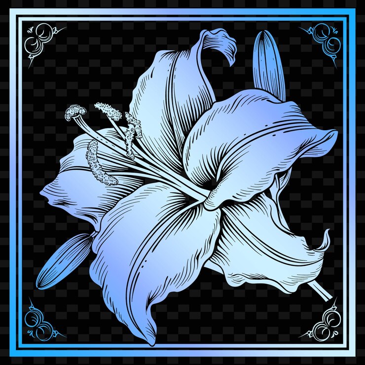 PSD 一朵蓝色和白色的花