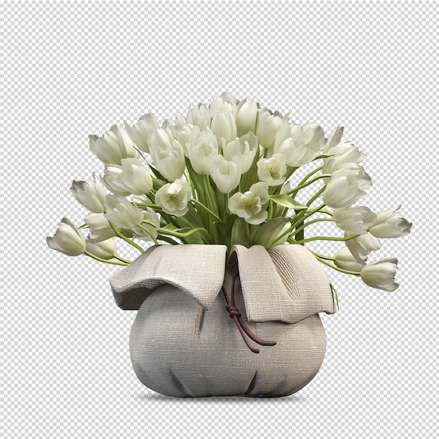 PSD flower in vase in 3d rendering isolated