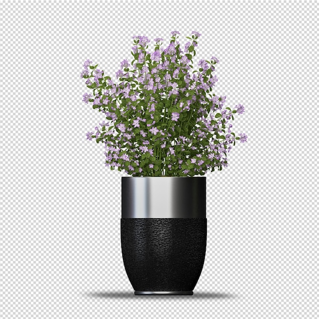 PSD flower in vase in 3d rendering isolated