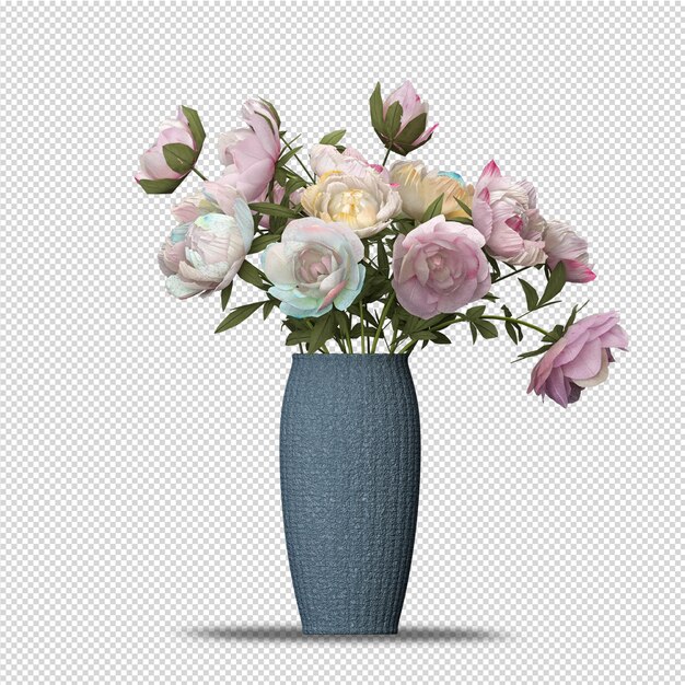 PSD fiore in vaso nella rappresentazione 3d isolata