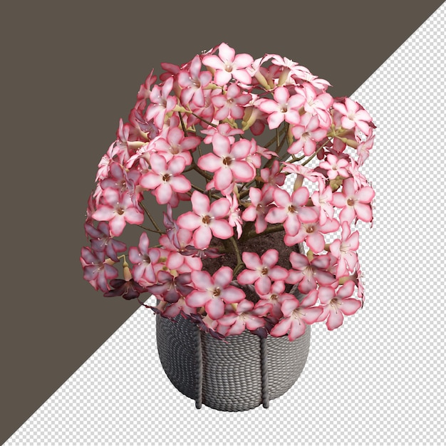 分離された3Dレンダリングの花瓶の花