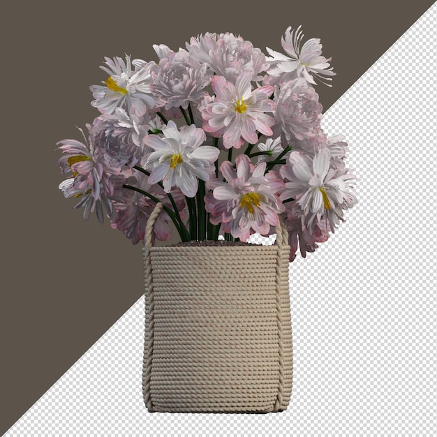 Flower in vase in 3d rendering isolated