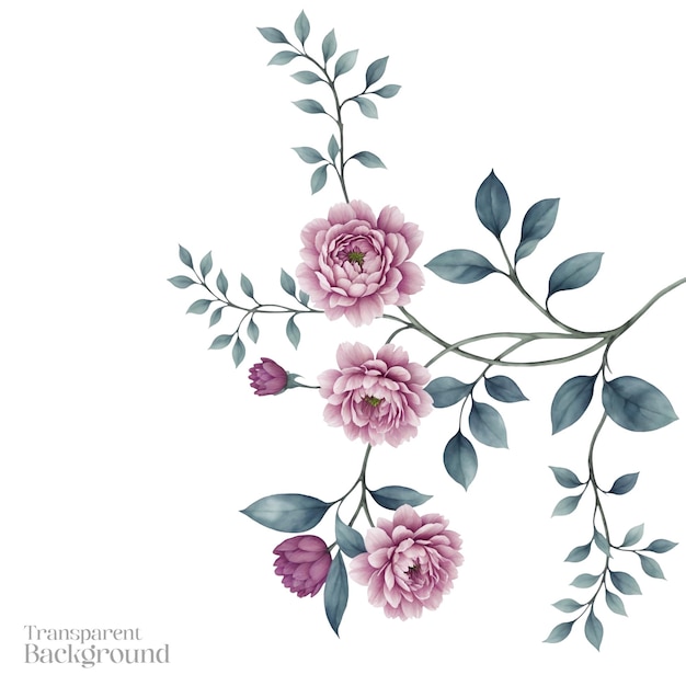 PSD flower watercolor illustration transparent background