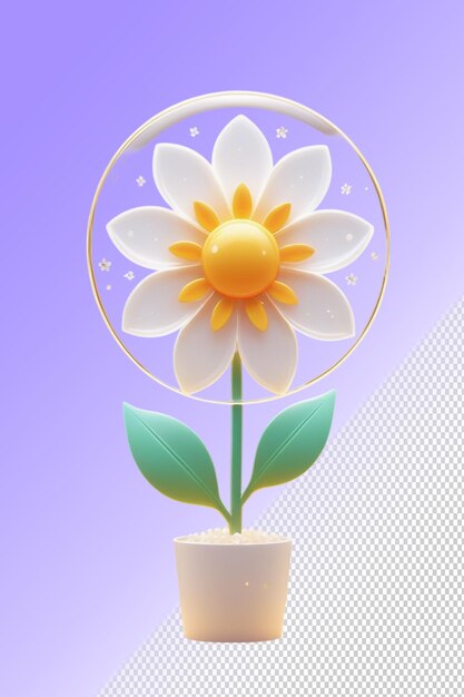 PSD a flower in a white pot with a purple background