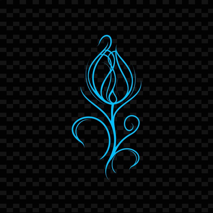 PSD a flower with a blue flame on a black background