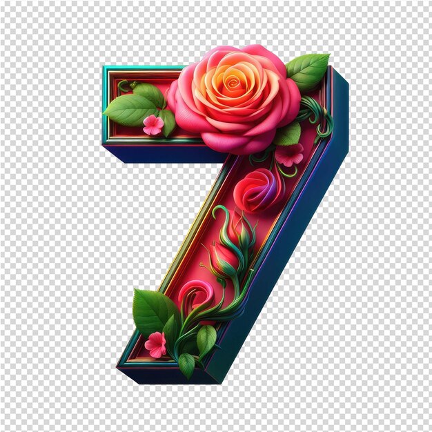 PSD a flower with the number 7 on it