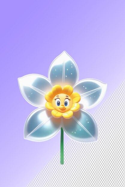 PSD a flower with a yellow center and a purple background with a blue and white background