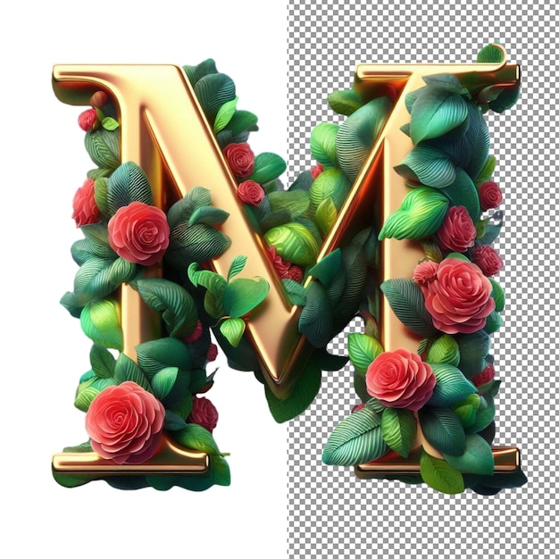PSD flowerful alphabets threedimensional letters composed of blooms