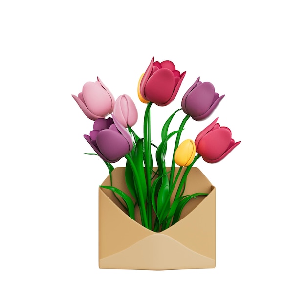 PSD flowers 3d illustration