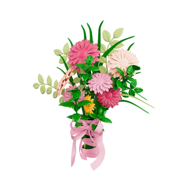 PSD flowers 3d illustration