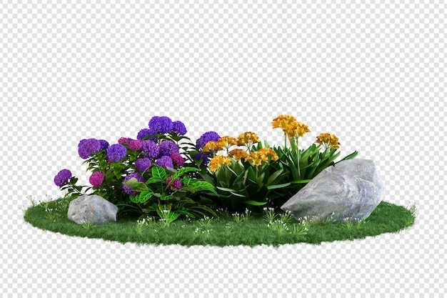 flowers and rock formations of various shapes