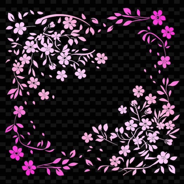 PSD flowers on a black background