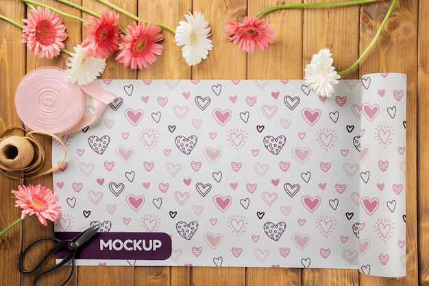 Flowers bouquet packaging cone mock-up