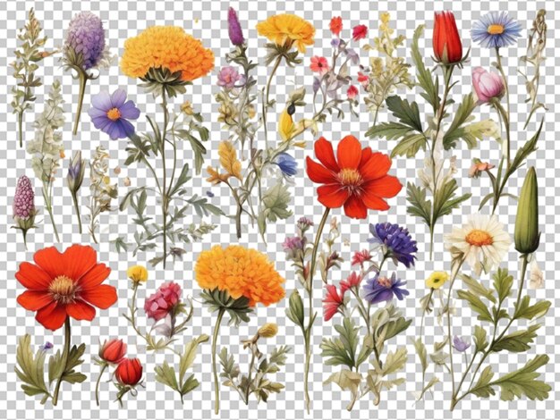 PSD flowers colorful pattern png