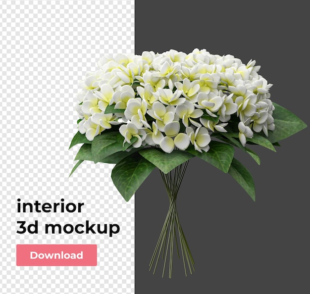 PSD flowers decoration for home in 3d rendering