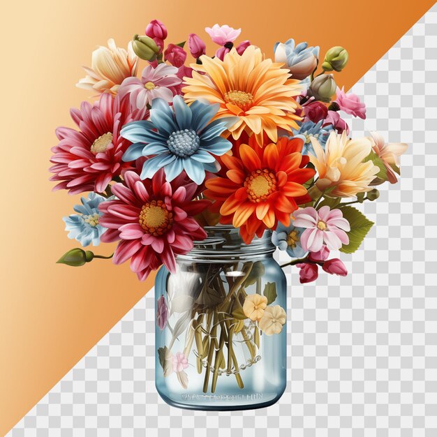 PSD flowers in a glass jar