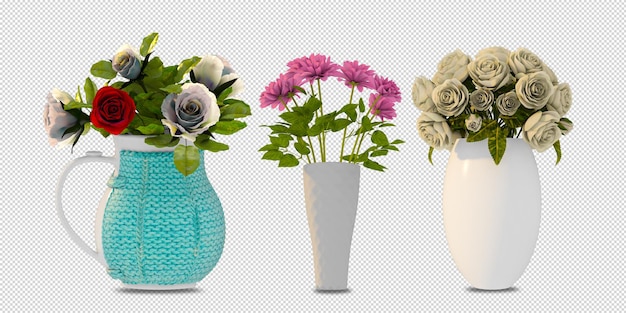 PSD 分離された3dレンダリングの花瓶の花