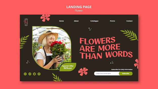 PSD flowers landing page template design