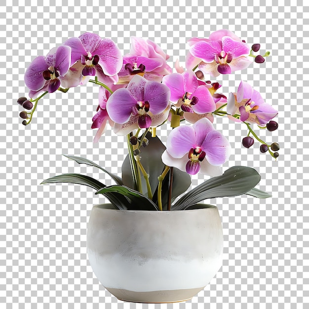 PSD flowers in a modern design vase transparent background png