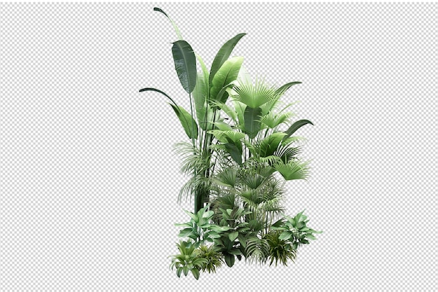 Flowers in pot in 3d rendering isolated