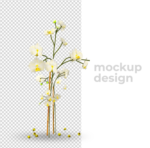 Flowers in rendering decoration 3d design