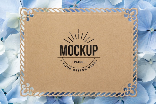 PSD flowers texture with card mockup