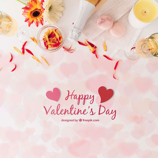 flowers for valentines day with mock-up
