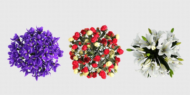 分離された3Dレンダリングの花瓶の花