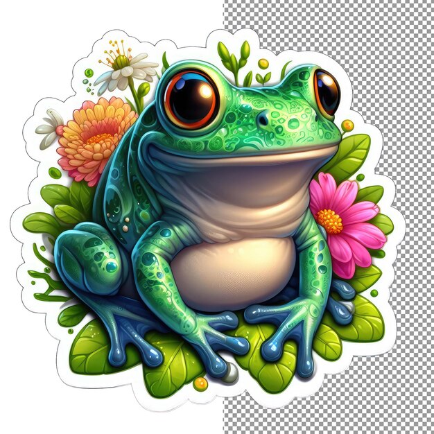 PSD flowery frolic frog's botanical adventure sticker