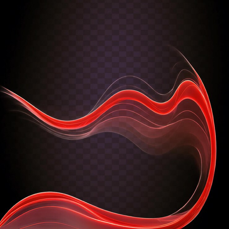PSD flowing abstract waves on transparent background