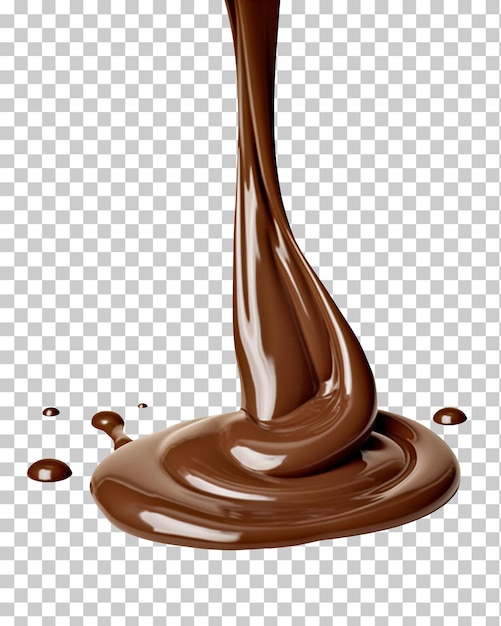 PSD flowing chocolate isolated on transparent background png psd