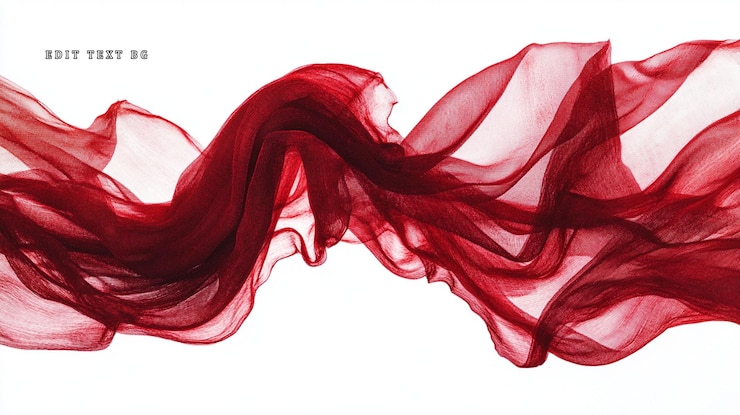 PSD flowing red sheer fabric isolated on white background