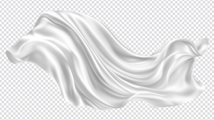PSD flowing white silk fabric elegant drape smooth texture soft waves luxurious material gentle cur