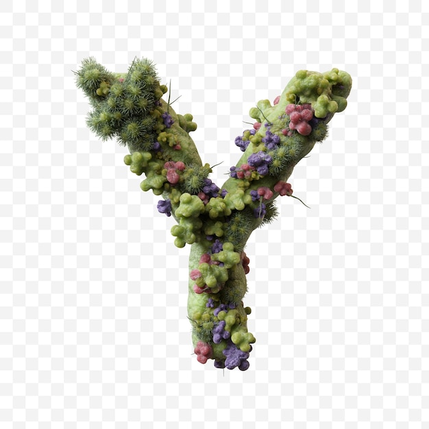 PSD インフルエンザまたはcovidウイルスアルファベット緑の微生物の文字y分離されたデザイン