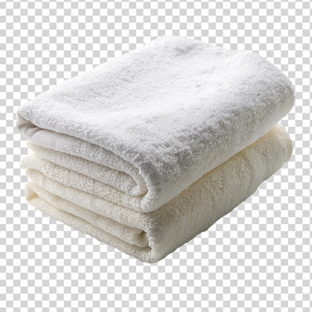 PSD fluffy white towel casually folded isolated on transparent background