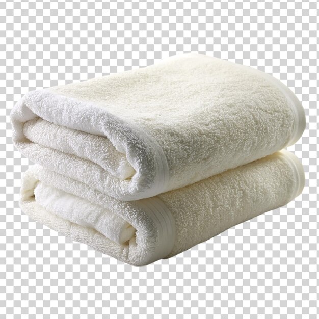 PSD fluffy white towel casually folded isolated on transparent background