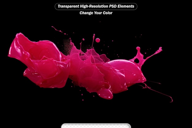 PSD fluid art abstract background from liquid paints pink flow on black