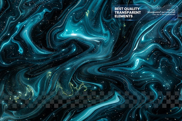 fluid cosmic waves on a starry night with deep blue hues