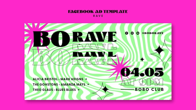 PSD fluid shapes rave event facebook template