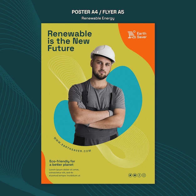 PSD poster di energia rinnovabile a forme fluide