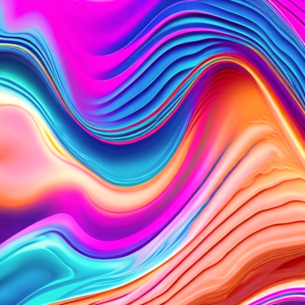 Flulid wave 3d photo pattern in vibrant colors on backdrop background and gradient colors